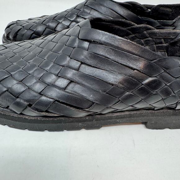 Brand X Huaraches Shoes Womens 9.5 Black Leather Closed Toe Slingback Mexico - Picture 3 of 9